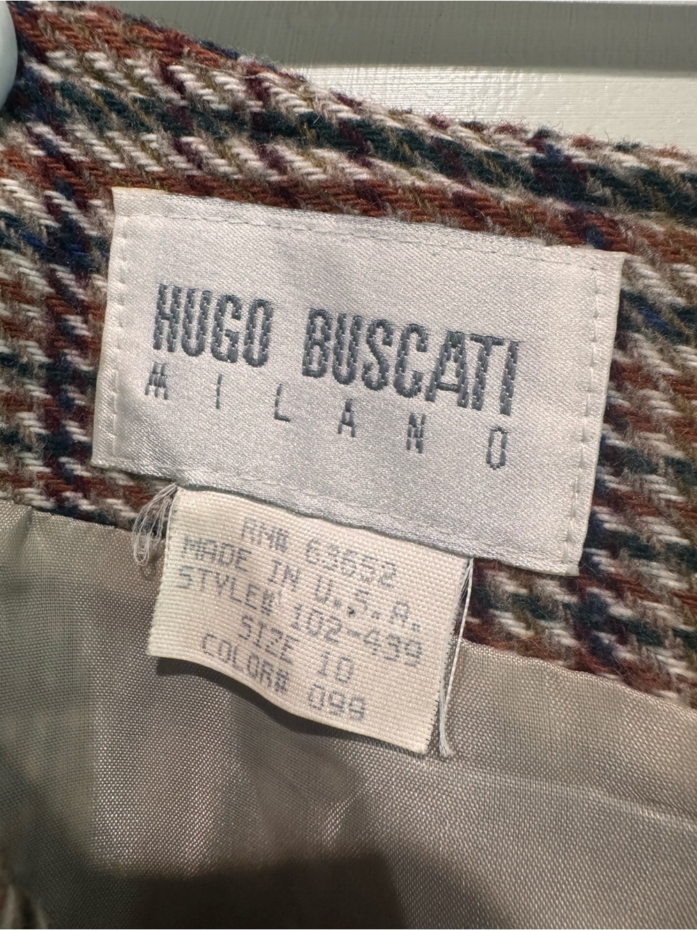 Classic Plaid Pencil Skirt in Brown Check wool fall style Hugo Buscati USA made - Picture 3 of 8